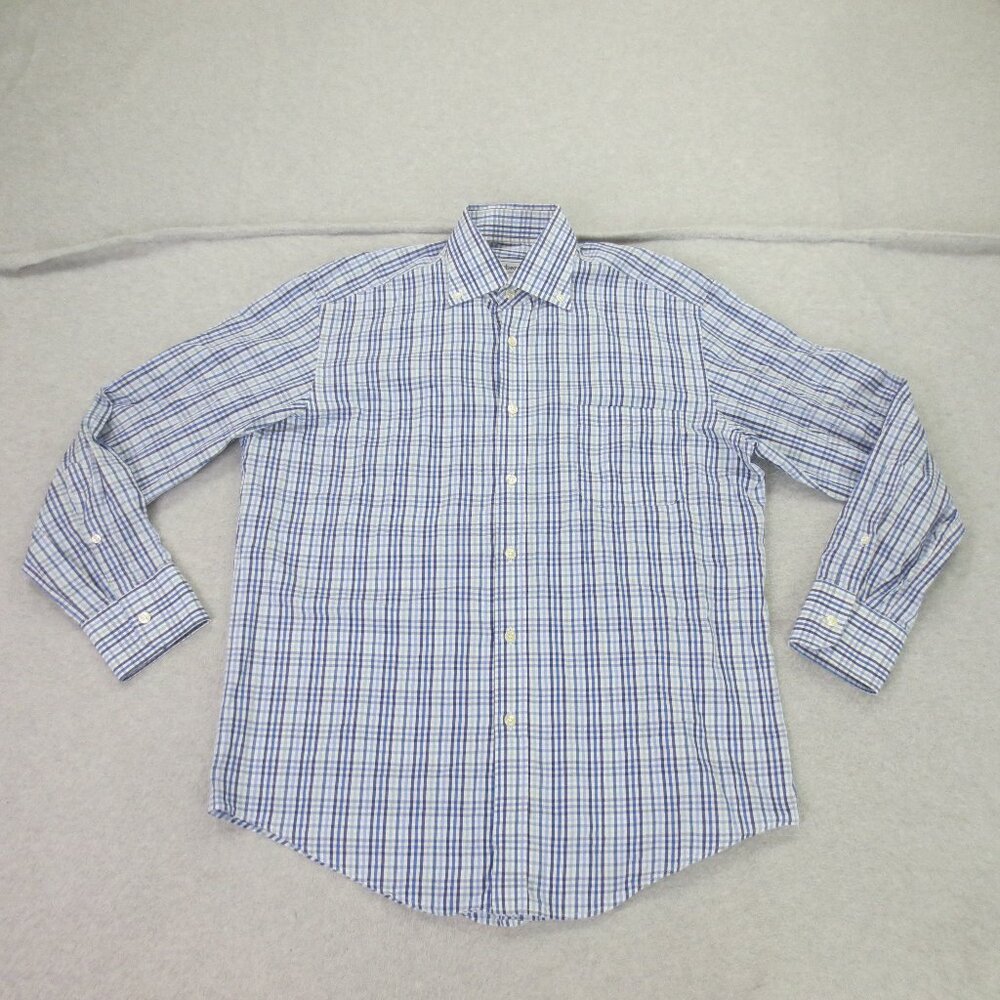 Burberry Long Sleeve Button Down Shirt Mens 18 41 Blue White Comfort Casual